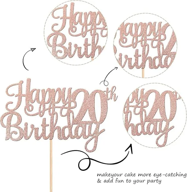 Gold_20Th_Happy_Birthday_Cake_Topper_|_Rose_Gold_Color_Glitter_Cake_Topper_|_Glitter_Cake_Decoration_|_B'Day_Celebration/Rose_Gold_Color