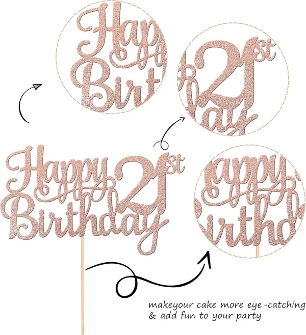 Gold_21St_Happy_Birthday_Cake_Topper_|_Rose_Gold_Color_Glitter_Cake_Topper_|_Glitter_Cake_Decoration_|_B'Day_Celebration/Rose_Gold_Color
