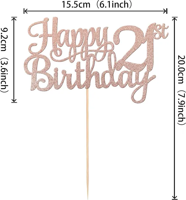 Gold_21St_Happy_Birthday_Cake_Topper_|_Rose_Gold_Color_Glitter_Cake_Topper_|_Glitter_Cake_Decoration_|_B'Day_Celebration/Rose_Gold_Color