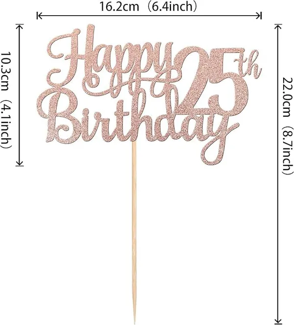 Gold_25Th_Happy_Birthday_Cake_Topper_|_Rose_Gold_Color_Glitter_Cake_Topper_|_Glitter_Cake_Decoration_|_B'Day_Celebration/Rose_Gold_Color