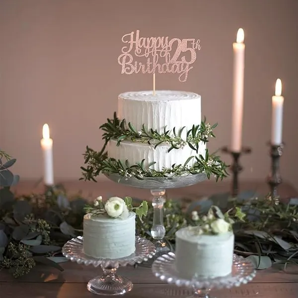 Gold_25Th_Happy_Birthday_Cake_Topper_|_Rose_Gold_Color_Glitter_Cake_Topper_|_Glitter_Cake_Decoration_|_B'Day_Celebration/Rose_Gold_Color