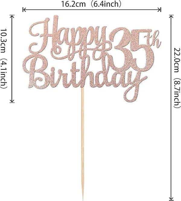 Gold_35Th_Happy_Birthday_Cake_Topper_|_Rose_Gold_Color_Glitter_Cake_Topper_|_Glitter_Cake_Decoration_|_B'Day_Celebration/Rose_Gold_Color