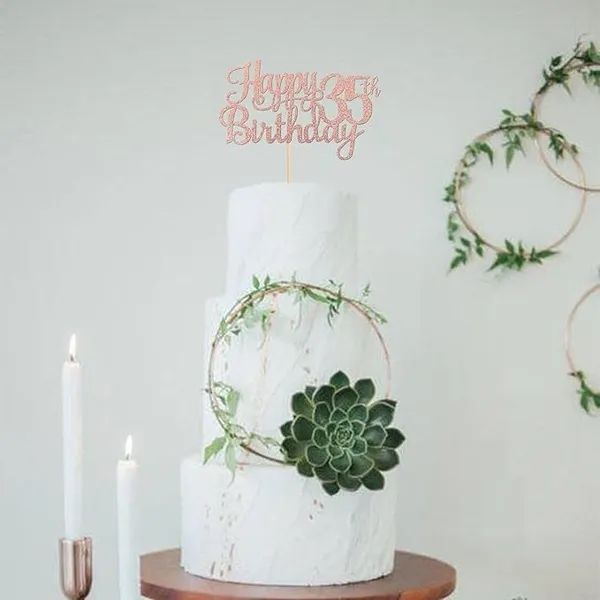 Gold_35Th_Happy_Birthday_Cake_Topper_|_Rose_Gold_Color_Glitter_Cake_Topper_|_Glitter_Cake_Decoration_|_B'Day_Celebration/Rose_Gold_Color
