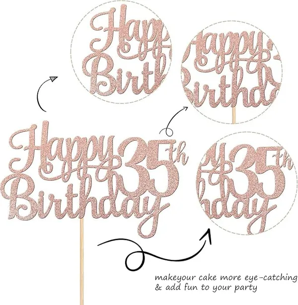 Gold_35Th_Happy_Birthday_Cake_Topper_|_Rose_Gold_Color_Glitter_Cake_Topper_|_Glitter_Cake_Decoration_|_B'Day_Celebration/Rose_Gold_Color