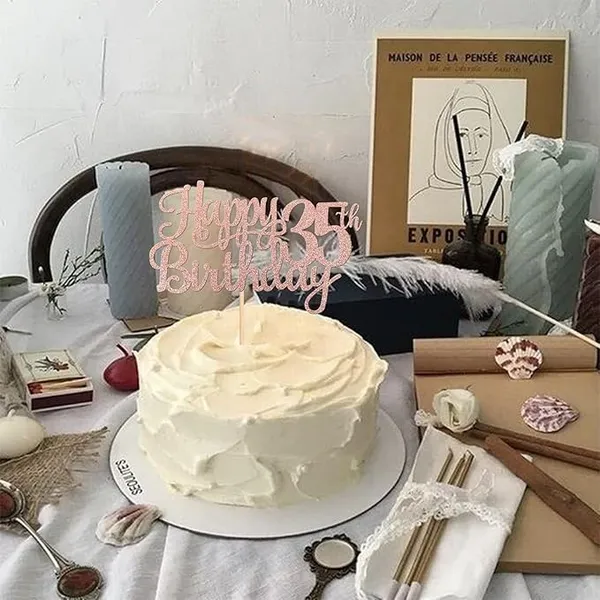 Gold_35Th_Happy_Birthday_Cake_Topper_|_Rose_Gold_Color_Glitter_Cake_Topper_|_Glitter_Cake_Decoration_|_B'Day_Celebration/Rose_Gold_Color