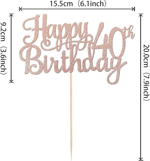 Gold_40Th_Happy_Birthday_Cake_Topper_|_Rose_Gold_Color_Glitter_Cake_Topper_|_Glitter_Cake_Decoration_|_B'Day_Celebration/Rose_Gold_Color