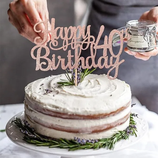 Gold_40Th_Happy_Birthday_Cake_Topper_|_Rose_Gold_Color_Glitter_Cake_Topper_|_Glitter_Cake_Decoration_|_B'Day_Celebration/Rose_Gold_Color