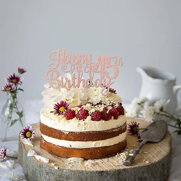 Gold_45Th_Happy_Birthday_Cake_Topper_|_Rose_Gold_Color_Glitter_Cake_Topper_|_Glitter_Cake_Decoration_|_B'Day_Celebration/Rose_Gold_Color