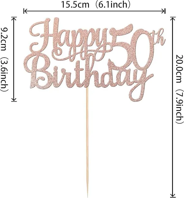 Gold_55Th_Happy_Birthday_Cake_Topper_|_Rose_Gold_Color_Glitter_Cake_Topper_|_Glitter_Cake_Decoration_|_B'Day_Celebration/Rose_Gold_Color