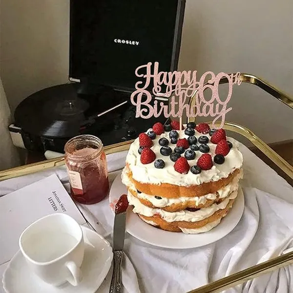 Gold_60Th_Happy_Birthday_Cake_Topper_|_Rose_Gold_Color_Glitter_Cake_Topper_|_Glitter_Cake_Decoration_|_B'Day_Celebration/Rose_Gold_Color