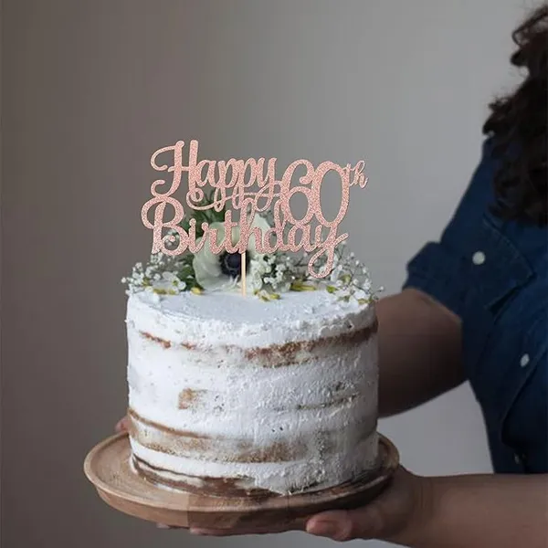 Gold_60Th_Happy_Birthday_Cake_Topper_|_Rose_Gold_Color_Glitter_Cake_Topper_|_Glitter_Cake_Decoration_|_B'Day_Celebration/Rose_Gold_Color