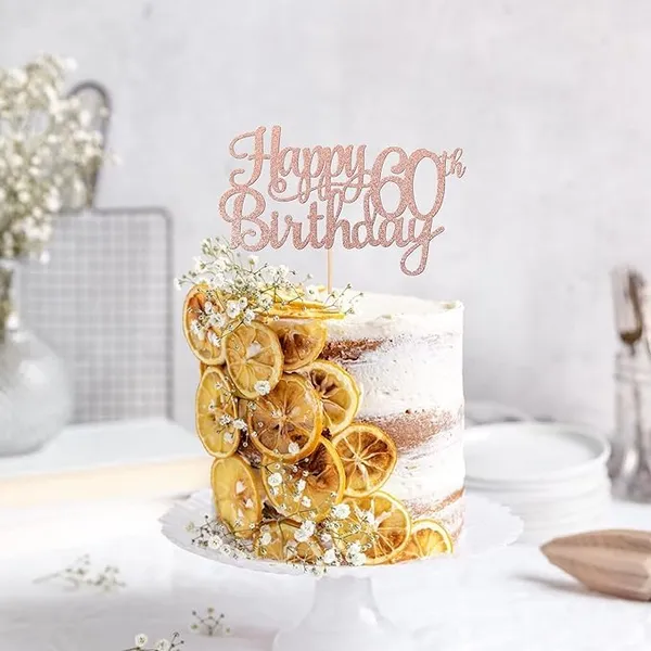 Gold_60Th_Happy_Birthday_Cake_Topper_|_Rose_Gold_Color_Glitter_Cake_Topper_|_Glitter_Cake_Decoration_|_B'Day_Celebration/Rose_Gold_Color