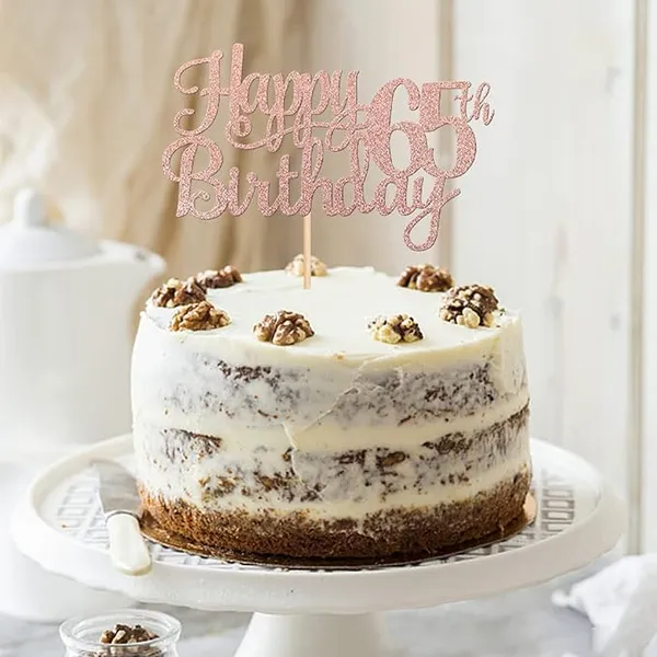Gold_65Th_Happy_Birthday_Cake_Topper_|_Rose_Gold_Color_Glitter_Cake_Topper_|_Glitter_Cake_Decoration_|_B'Day_Celebration/Rose_Gold_Color