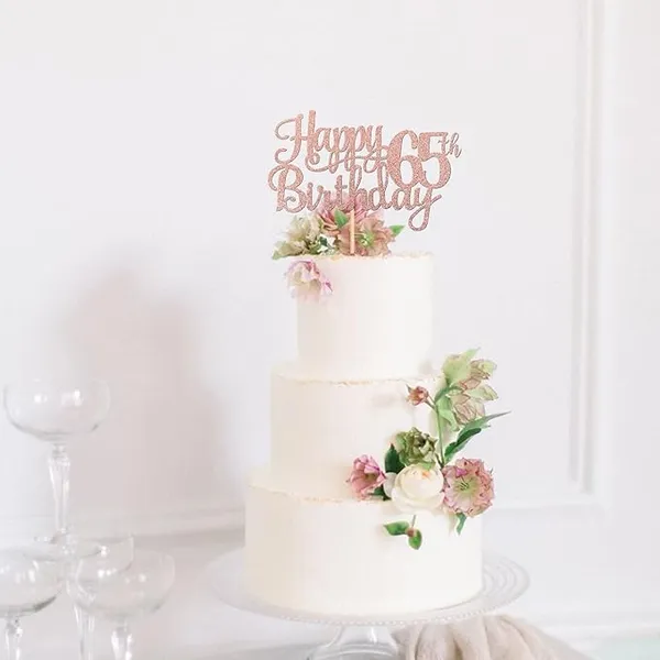 Gold_65Th_Happy_Birthday_Cake_Topper_|_Rose_Gold_Color_Glitter_Cake_Topper_|_Glitter_Cake_Decoration_|_B'Day_Celebration/Rose_Gold_Color