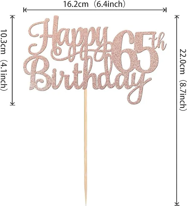 Gold_65Th_Happy_Birthday_Cake_Topper_|_Rose_Gold_Color_Glitter_Cake_Topper_|_Glitter_Cake_Decoration_|_B'Day_Celebration/Rose_Gold_Color