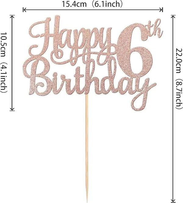 Gold_6Th_Happy_Birthday_Cake_Topper_|_Rose_Gold_Color_Glitter_Cake_Topper_|_Glitter_Cake_Decoration_|_B'Day_Celebration/Rose_Gold_Color