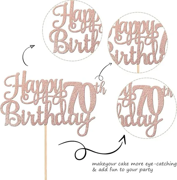 Gold_70Th_Happy_Birthday_Cake_Topper_|_Rose_Gold_Color_Glitter_Cake_Topper_|_Glitter_Cake_Decoration_|_B'Day_Celebration/Rose_Gold_Color