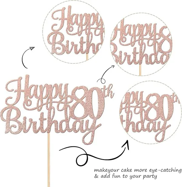 Gold_80Th_Happy_Birthday_Cake_Topper_|_Rose_Gold_Color_Glitter_Cake_Topper_|_Glitter_Cake_Decoration_|_B'Day_Celebration/Rose_Gold_Color