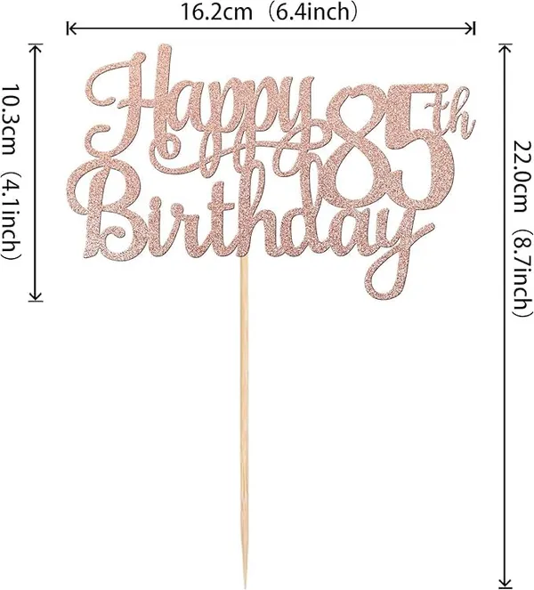 Gold_85Th_Happy_Birthday_Cake_Topper_|_Rose_Gold_Color_Glitter_Cake_Topper_|_Glitter_Cake_Decoration_|_B'Day_Celebration/Rose_Gold_Color