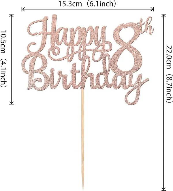 Gold_8Th_Happy_Birthday_Cake_Topper_|_Rose_Gold_Color_Glitter_Cake_Topper_|_Glitter_Cake_Decoration_|_B'Day_Celebration/Rose_Gold_Color
