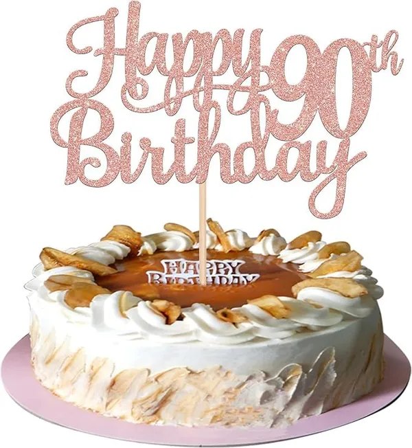 Gold_90Th_Happy_Birthday_Cake_Topper_|_Rose_Gold_Color_Glitter_Cake_Topper_|_Glitter_Cake_Decoration_|_B'Day_Celebration/Rose_Gold_Color