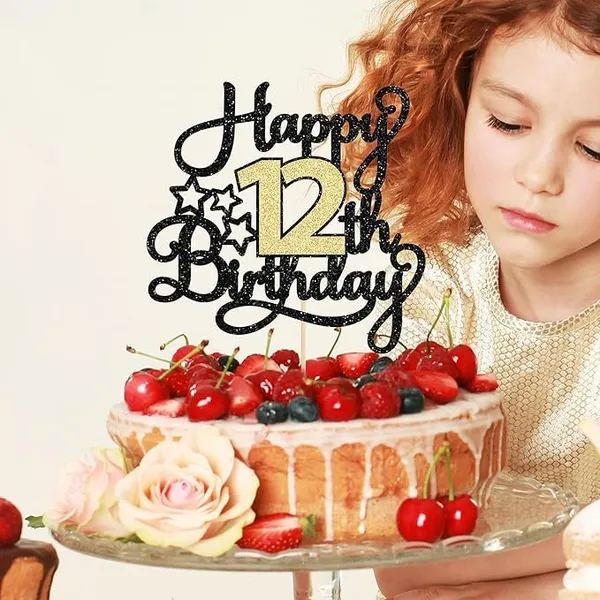 Black_12Th_Happy_Birthday_Star_Cake_Topper_|_Black_&_Gold_Color_Glitter_Cake_Topper_|_Glitter_Cake_Decoration_|_B'Day_Celebration/Black_&_Gold_Color