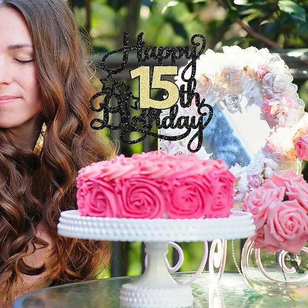 Black_15Th_Happy_Birthday_Star_Cake_Topper_|_Black_&_Gold_Color_Glitter_Cake_Topper_|_Glitter_Cake_Decoration_|_B'Day_Celebration/Black_&_Gold_Color