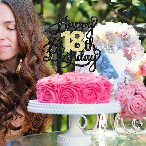 Black_18Th_Happy_Birthday_Star_Cake_Topper_|_Black_&_Gold_Color_Glitter_Cake_Topper_|_Glitter_Cake_Decoration_|_B'Day_Celebration/Black_&_Gold_Color