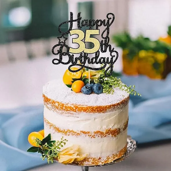 Black_35Th_Happy_Birthday_Star_Cake_Topper_|_Black_&_Gold_Color_Glitter_Cake_Topper_|_Glitter_Cake_Decoration_|_B'Day_Celebration/Black_&_Gold_Color