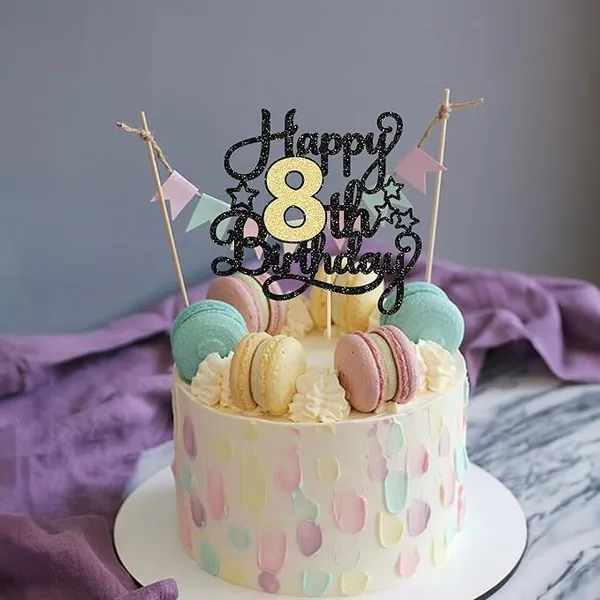 Black_8Th_Happy_Birthday_Star_Cake_Topper_|_Black_&_Gold_Color_Glitter_Cake_Topper_|_Glitter_Cake_Decoration_|_B'Day_Celebration/Black_&_Gold_Color