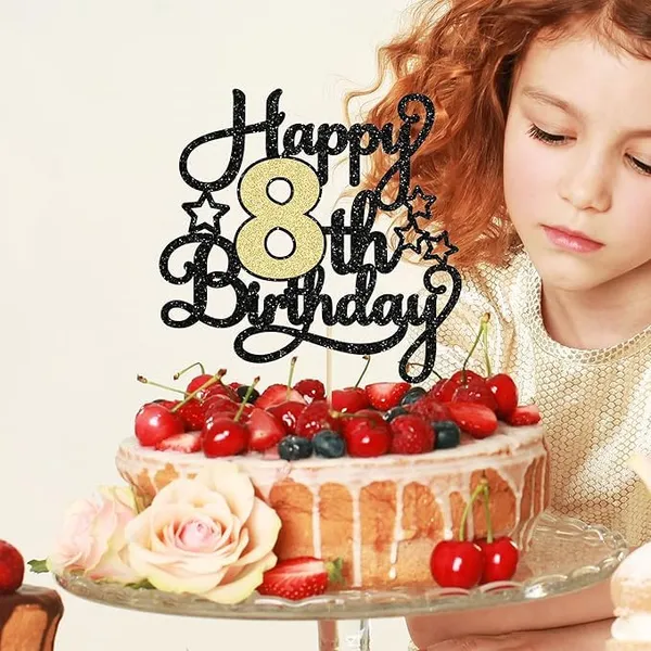 Black_8Th_Happy_Birthday_Star_Cake_Topper_|_Black_&_Gold_Color_Glitter_Cake_Topper_|_Glitter_Cake_Decoration_|_B'Day_Celebration/Black_&_Gold_Color
