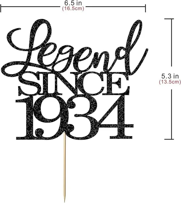 Black_Legend_Since_1934_Cake_Topper_|_Black_Color_Glitter_Cake_Topper_|_Glitter_Cake_Decoration_|_B'Day_Celebration/Black_Color