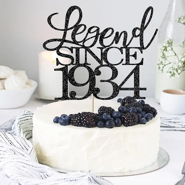 Black_Legend_Since_1934_Cake_Topper_|_Black_Color_Glitter_Cake_Topper_|_Glitter_Cake_Decoration_|_B'Day_Celebration/Black_Color