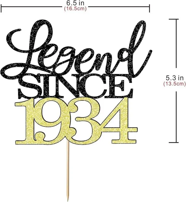 Black_Legend_Since_1934_Cake_Topper_|_Black_And_Gold_Color_Glitter_Cake_Topper_|_Glitter_Cake_Decoration_|_B'Day_Celebration/Black_&_Gold_Color