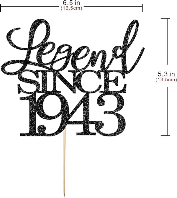 Black_Legend_Since_1943_Cake_Topper_|_Black_Color_Glitter_Cake_Topper_|_Glitter_Cake_Decoration_|_B'Day_Celebration/Black_Color