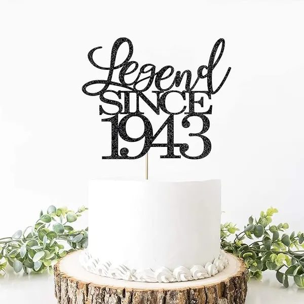 Black_Legend_Since_1943_Cake_Topper_|_Black_Color_Glitter_Cake_Topper_|_Glitter_Cake_Decoration_|_B'Day_Celebration/Black_Color
