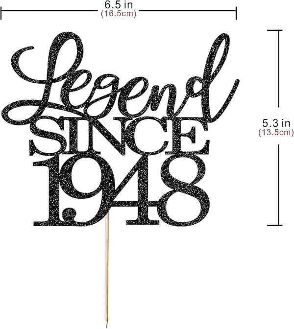 Black_Legend_Since_1948_Cake_Topper_|_Black_Color_Glitter_Cake_Topper_|_Glitter_Cake_Decoration_|_B'Day_Celebration/Black_Color
