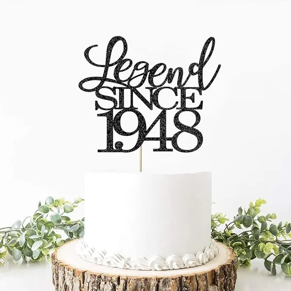 Black_Legend_Since_1948_Cake_Topper_|_Black_Color_Glitter_Cake_Topper_|_Glitter_Cake_Decoration_|_B'Day_Celebration/Black_Color