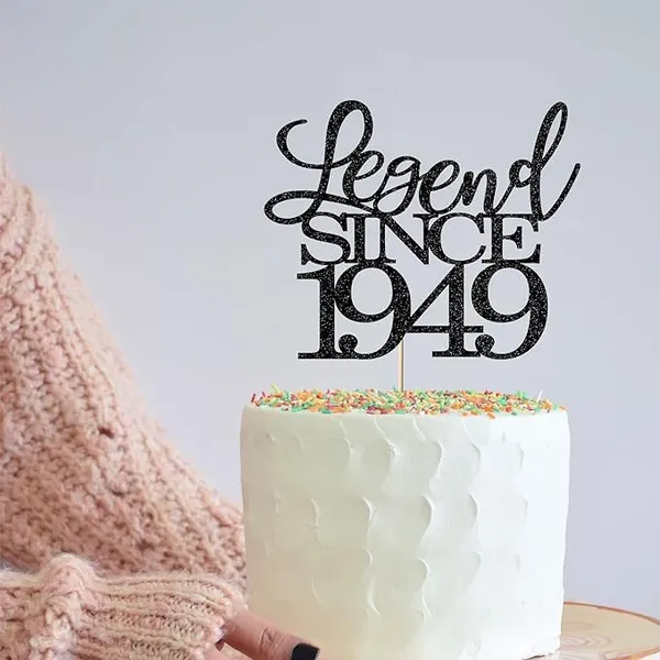 Black_Legend_Since_1949_Cake_Topper_|_Black_Color_Glitter_Cake_Topper_|_Glitter_Cake_Decoration_|_B'Day_Celebration/Black_Color