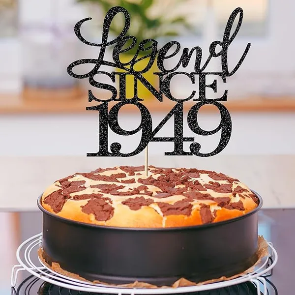 Black_Legend_Since_1949_Cake_Topper_|_Black_Color_Glitter_Cake_Topper_|_Glitter_Cake_Decoration_|_B'Day_Celebration/Black_Color