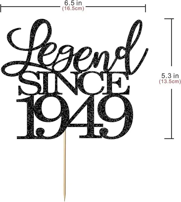 Black_Legend_Since_1949_Cake_Topper_|_Black_Color_Glitter_Cake_Topper_|_Glitter_Cake_Decoration_|_B'Day_Celebration/Black_Color