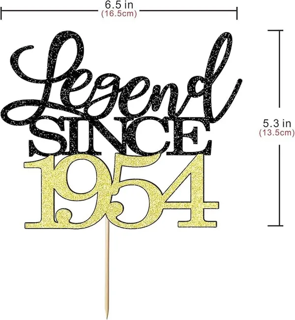 Black_Legend_Since_1954_Cake_Topper_|_Black_And_Gold_Color_Glitter_Cake_Topper_|_Glitter_Cake_Decoration_|_B'Day_Celebration/Black_&_Gold_Color