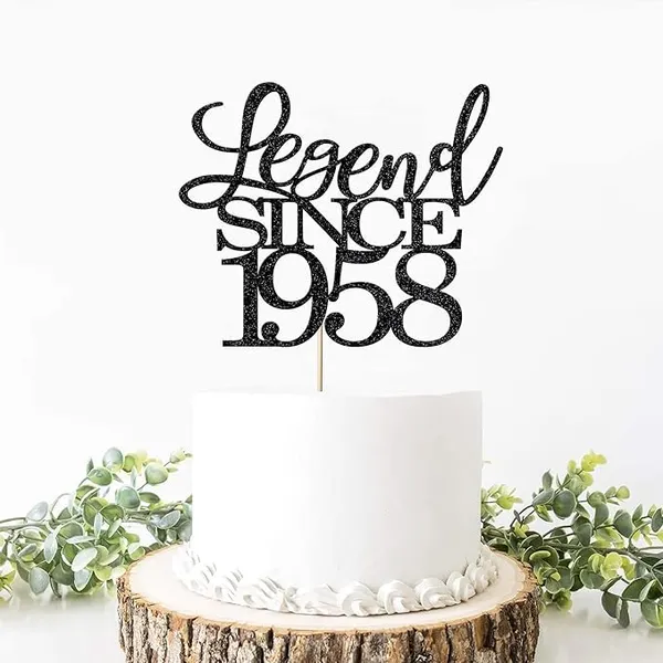 Black_Legend_Since_1958_Cake_Topper_|_Black_Color_Glitter_Cake_Topper_|_Glitter_Cake_Decoration_|_B'Day_Celebration/Black_Color