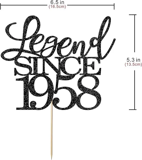 Black_Legend_Since_1958_Cake_Topper_|_Black_Color_Glitter_Cake_Topper_|_Glitter_Cake_Decoration_|_B'Day_Celebration/Black_Color