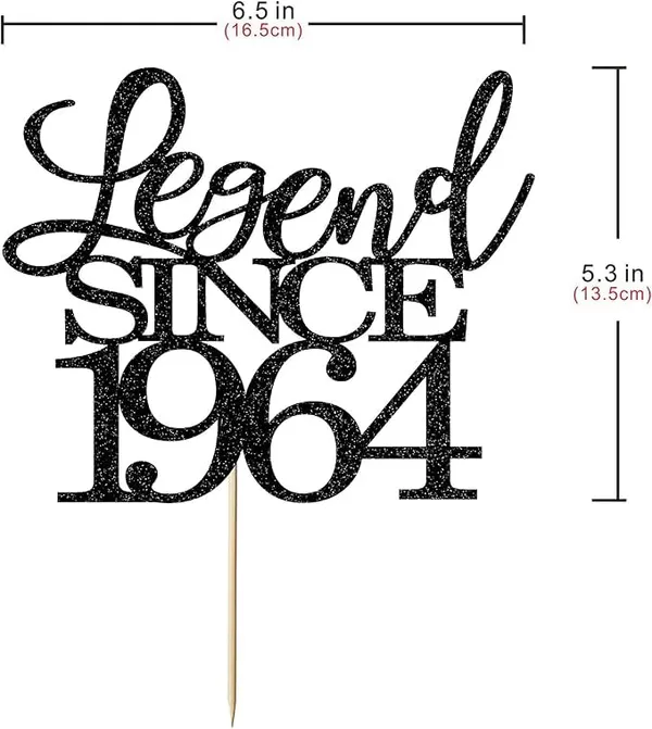 Black_Legend_Since_1964_Cake_Topper_|_Black_Color_Glitter_Cake_Topper_|_Glitter_Cake_Decoration_|_B'Day_Celebration/Black_Color