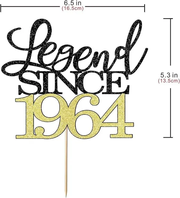 Black_Legend_Since_1964_Cake_Topper_|_Black_And_Gold_Color_Glitter_Cake_Topper_|_Glitter_Cake_Decoration_|_B'Day_Celebration/Black_&_Gold_Color