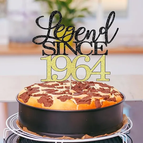 Black_Legend_Since_1964_Cake_Topper_|_Black_And_Gold_Color_Glitter_Cake_Topper_|_Glitter_Cake_Decoration_|_B'Day_Celebration/Black_&_Gold_Color