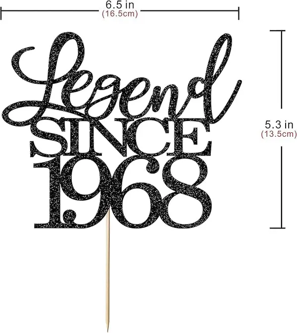Black_Legend_Since_1968_Cake_Topper_|_Black_Color_Glitter_Cake_Topper_|_Glitter_Cake_Decoration_|_B'Day_Celebration/Black_Color