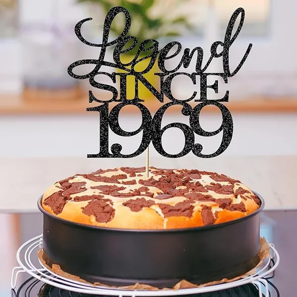 Black_Legend_Since_1969_Cake_Topper_|_Black_Color_Glitter_Cake_Topper_|_Glitter_Cake_Decoration_|_B'Day_Celebration/Black_Color