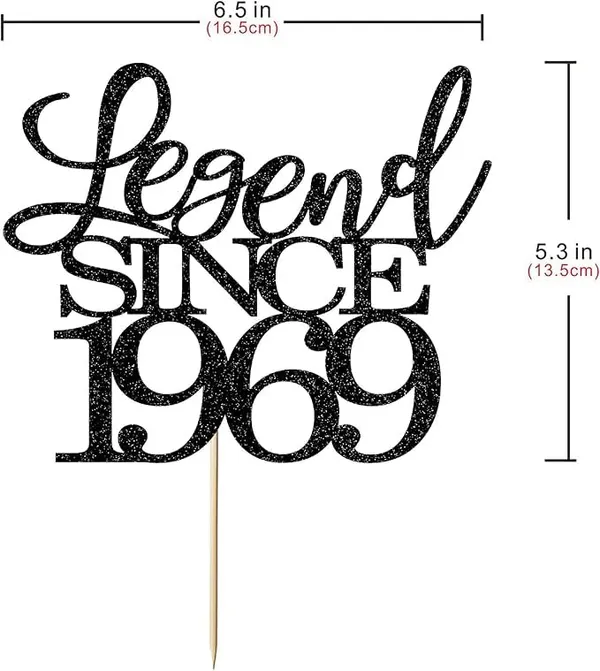 Black_Legend_Since_1969_Cake_Topper_|_Black_Color_Glitter_Cake_Topper_|_Glitter_Cake_Decoration_|_B'Day_Celebration/Black_Color